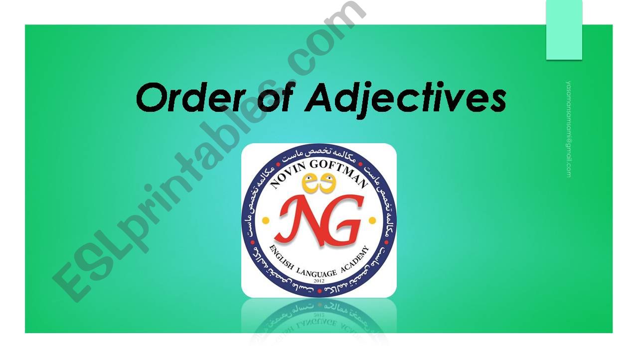 Order of Adjectives powerpoint