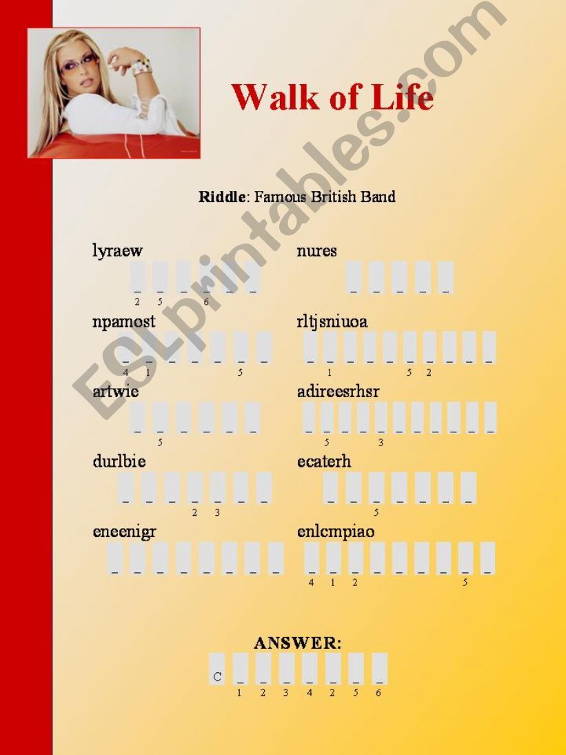 Walk of Life:  Printable worksheet on adjectives of personality