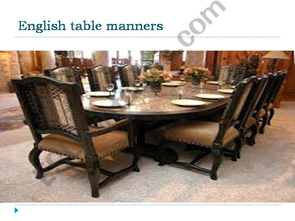 English table manners :Having dinner with the Smiths