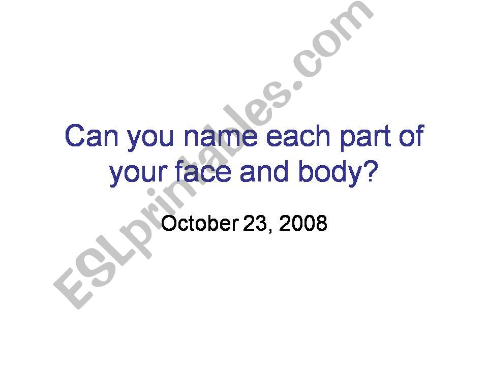 Naming Body Parts powerpoint