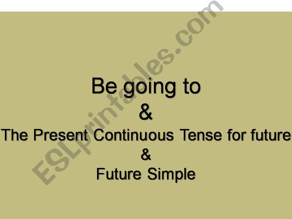 To be going to, The Present Continuous Tense, Future Simple