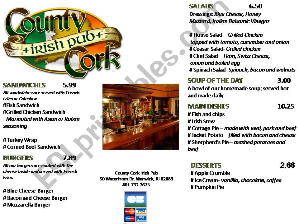  A PUB MENU powerpoint