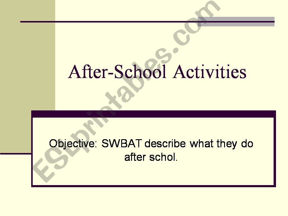 After-School Activities powerpoint