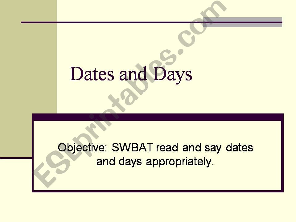 Date and Days powerpoint