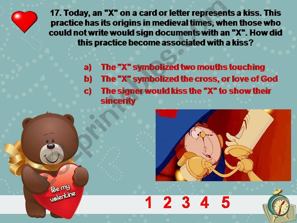 Valentines Day quiz (PART 2) powerpoint