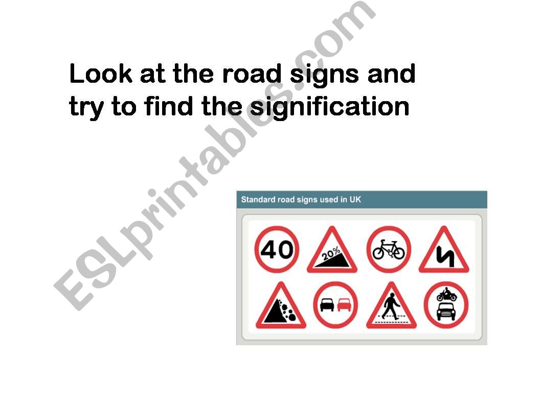 Road Signs introduction powerpoint