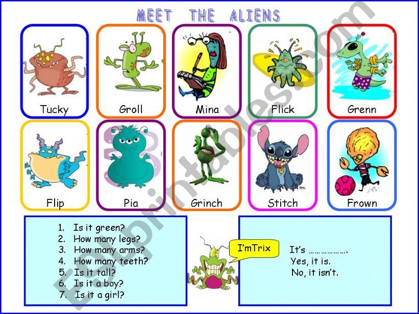  Guess the alien (Activity - card)
