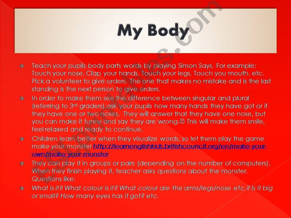 My Body-TPR game powerpoint
