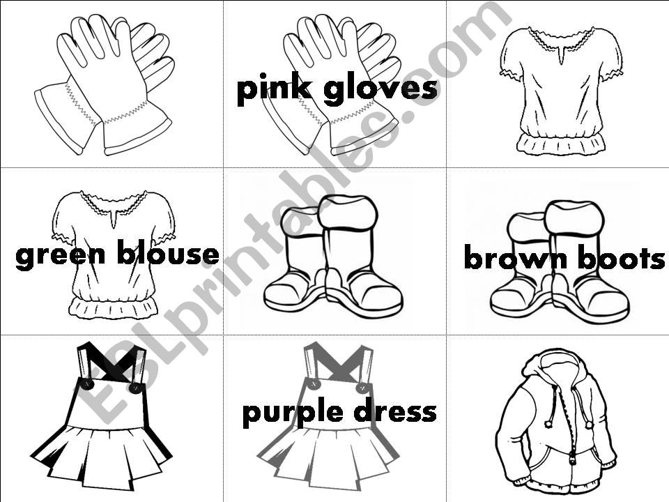 Memory game clothes + colours powerpoint