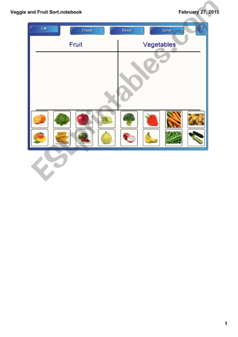 Fruit and Veggie Sort powerpoint