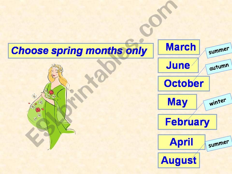 ESL English PowerPoints Choose spring months