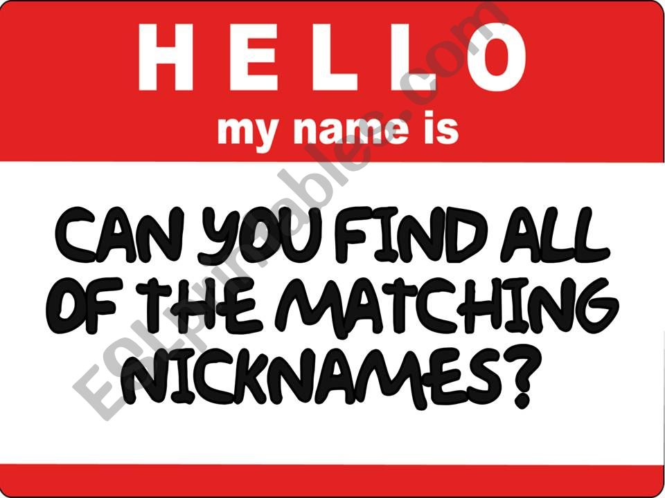 NAMES#2 - NICKNAMES MEMORY GAME