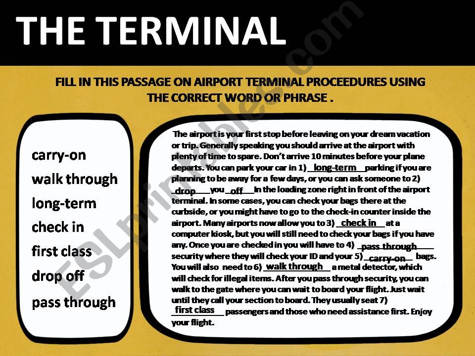 THE TERMINAL #2 BOARDING PROCEDURES EXERCISE