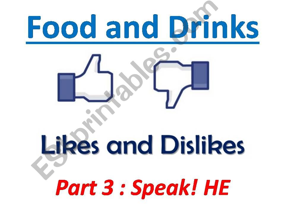 Food Likes and Dislikes PRACTISE SPEAKING Questions and Answers with 3rd person singular HE