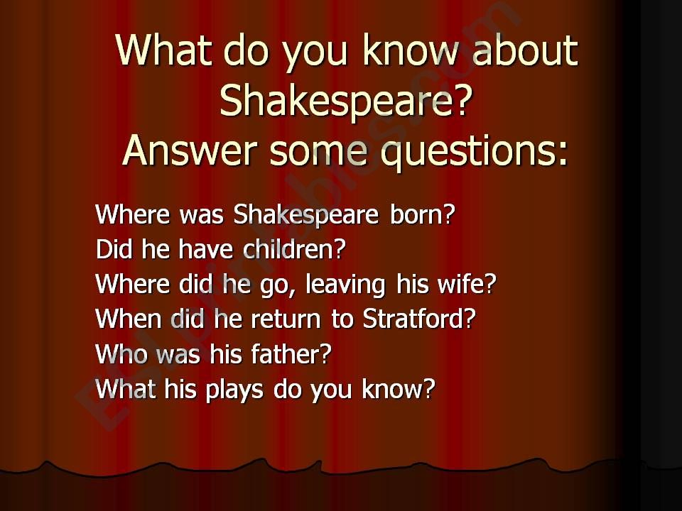 Shakespeare life powerpoint