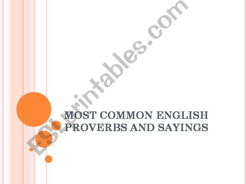 Common English proverbs and sayings