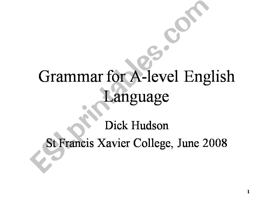 Grammar for A-level English Language