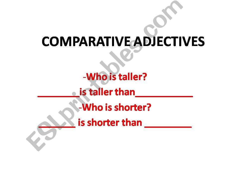Comparative Adjectives -er powerpoint