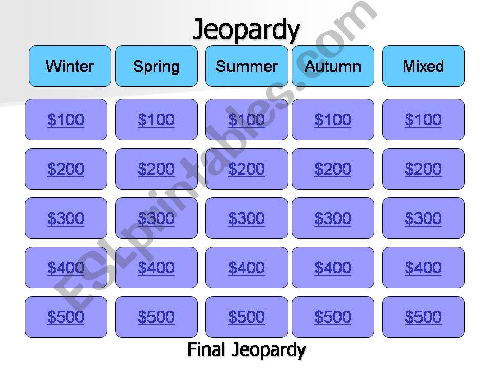 Seasons Jeopardy powerpoint