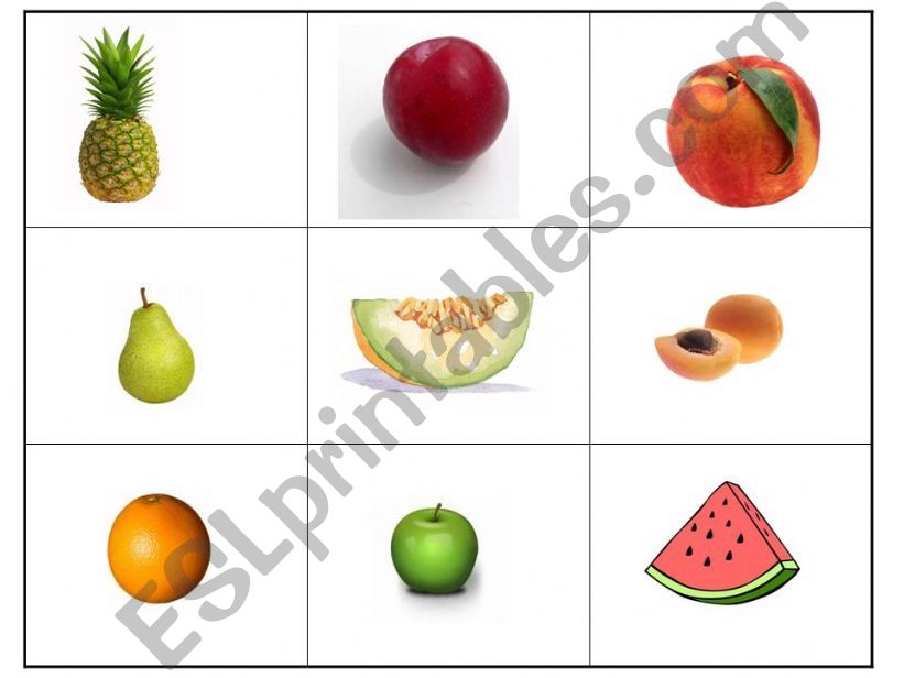 Fruit bingo powerpoint