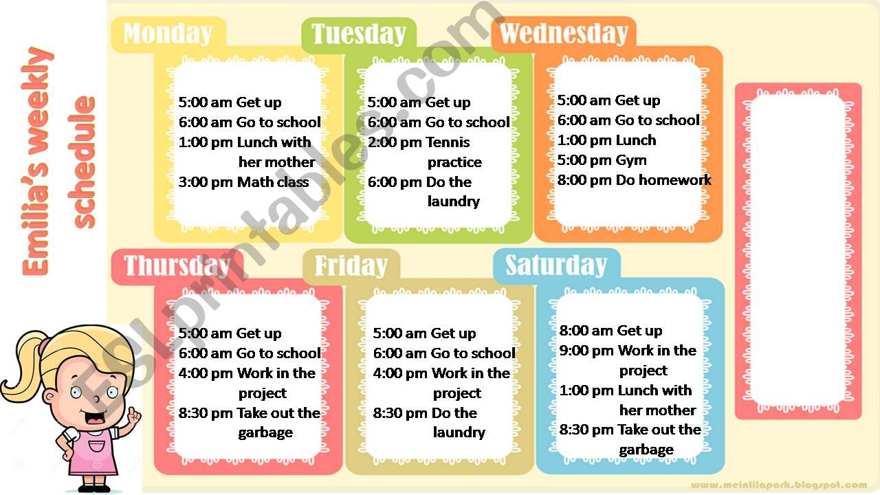 Emilias weekly schedule powerpoint