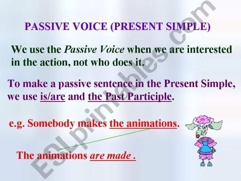 PASSIVE VOICE(PRESENT SIMPLE) powerpoint