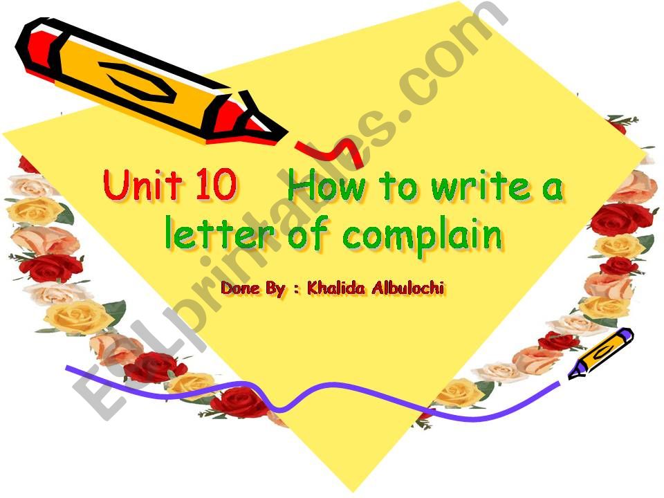 Letter of complain powerpoint