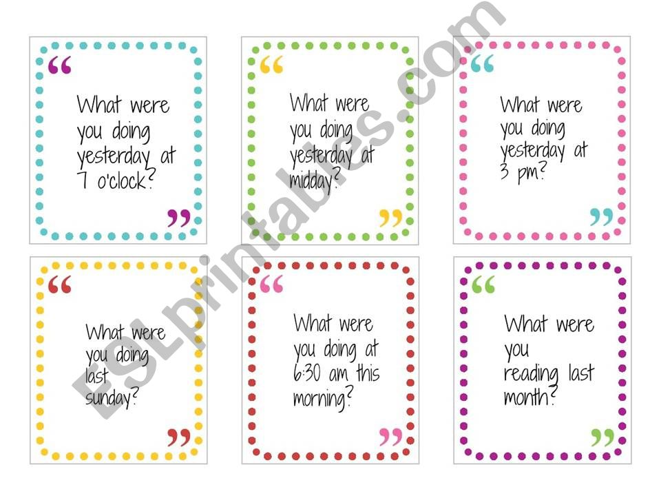 Past continuous conversation cards