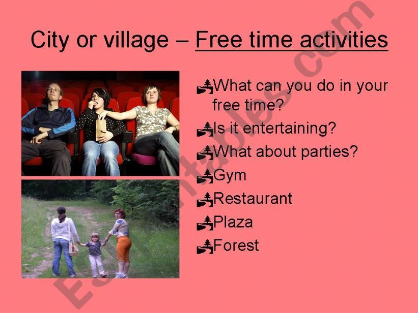 City or village-free-time activities