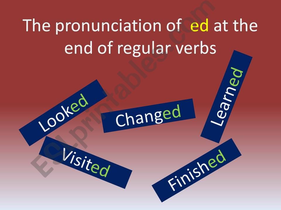 The pronunciation of ed or regular verbs in the simple past