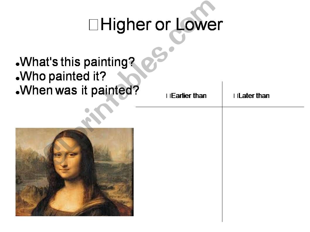 Higher or Lower powerpoint