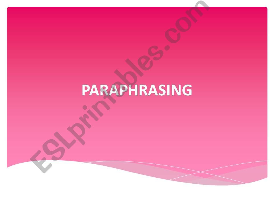 PARAPHRASING powerpoint