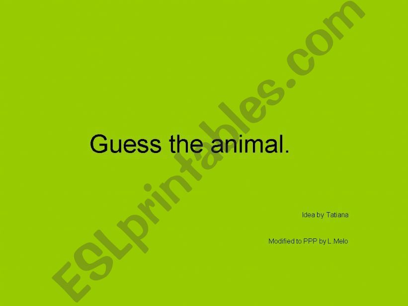 SHADES OF ANIMALS powerpoint