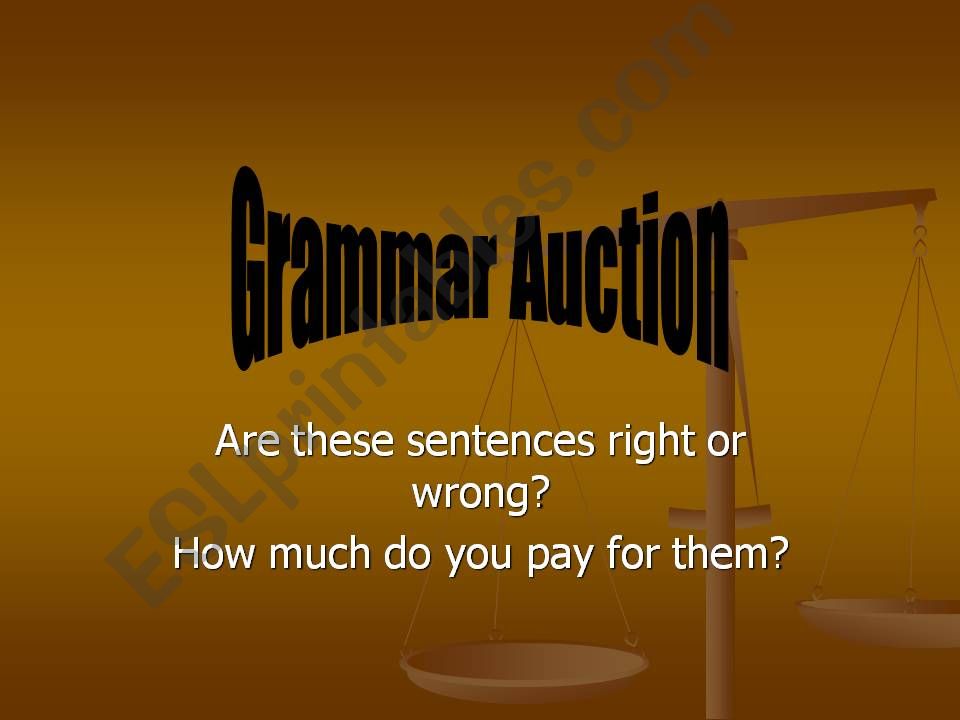 Grammar Auction Elementary powerpoint
