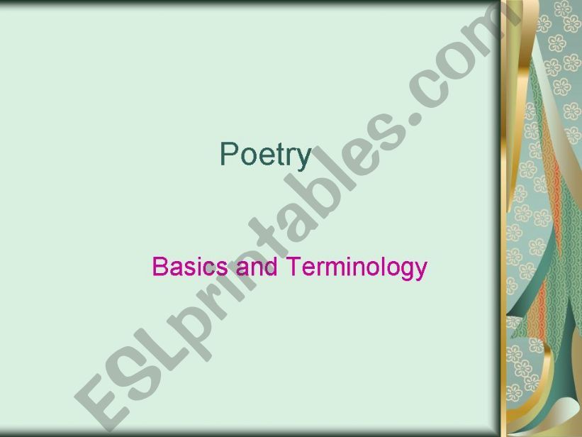 Poetry: basics and terminology