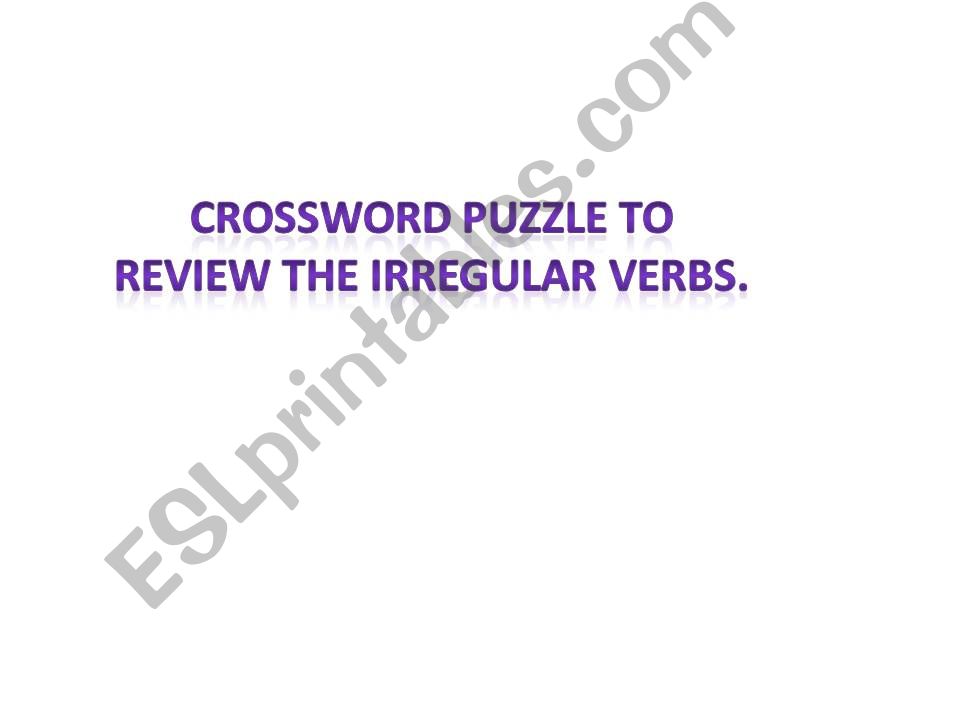 Irregular Verbs Cross Word Puzzle