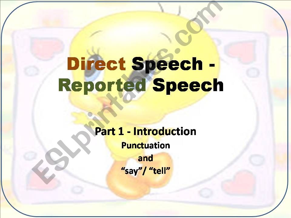 Reported Speech - Part 1 powerpoint