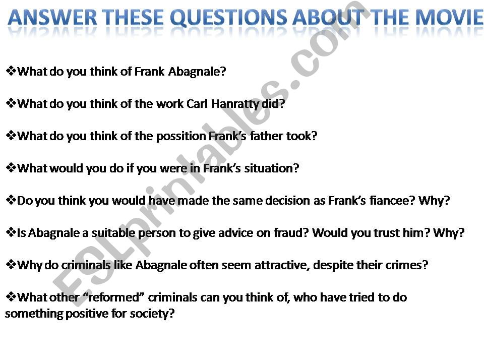 Esl English Powerpoints Catch Me If You Can