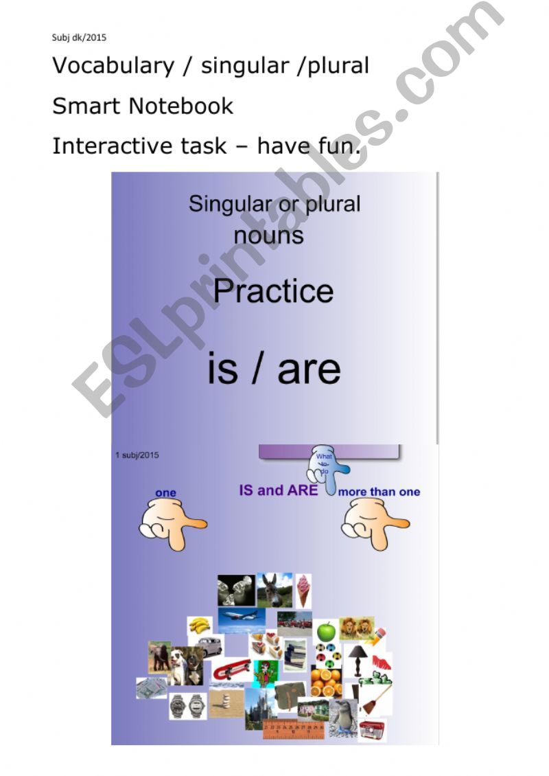 Vocabulary nouns plural singular 1/5