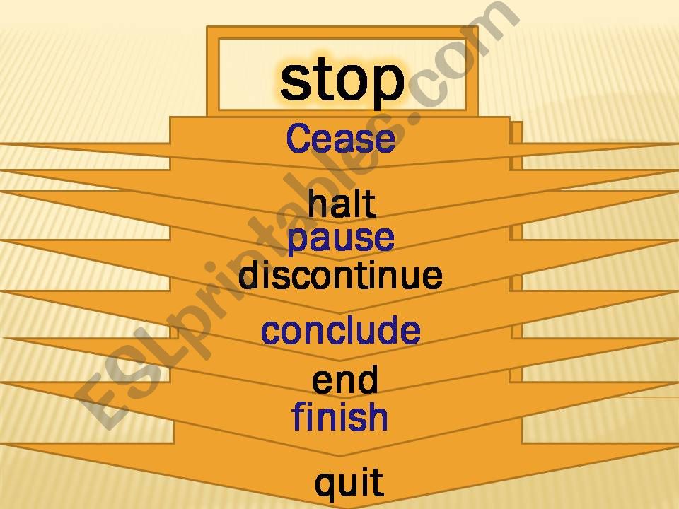 synonyms of stop powerpoint