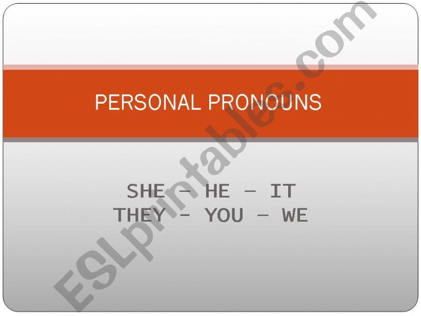 Personal Pronouns and Verb To Be oral activity