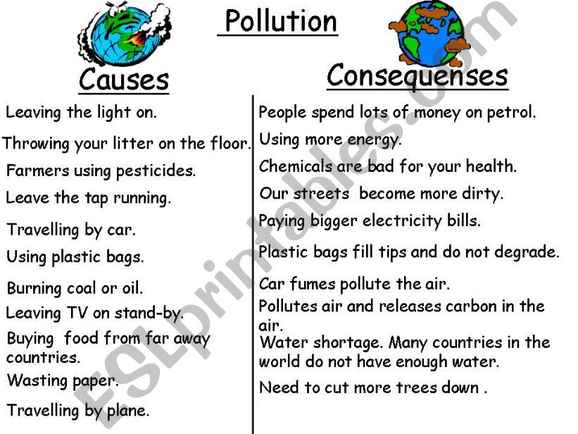 Pollution causes and consequences