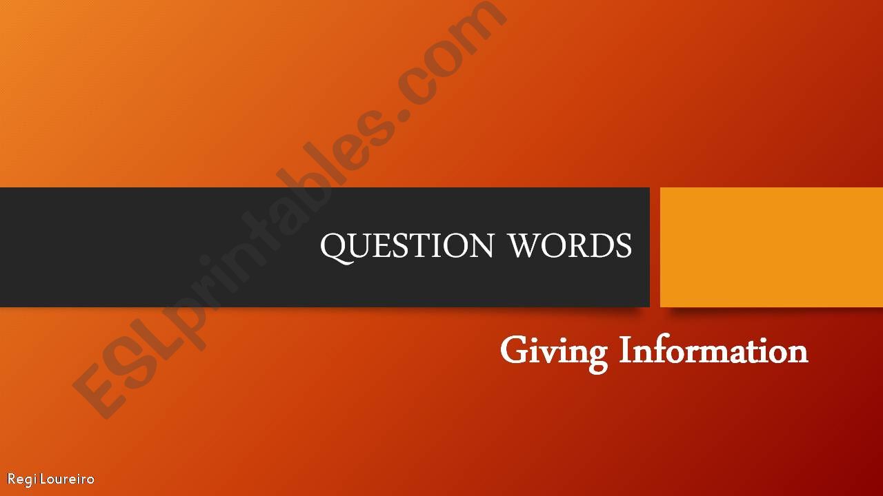 Question Words powerpoint