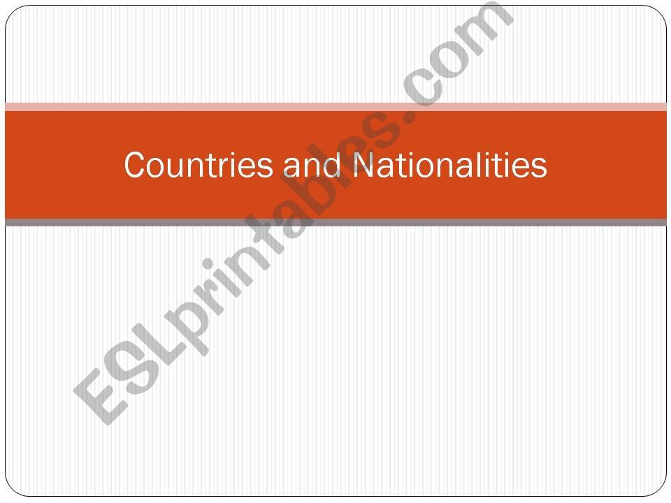 Countries and Nationalities powerpoint