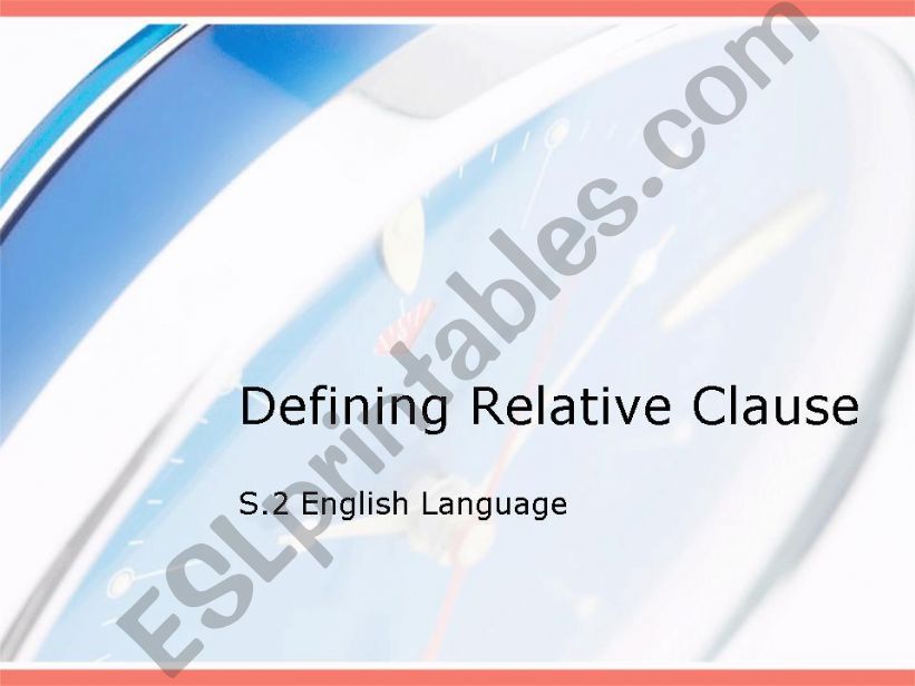 Defining Relative Clauses powerpoint