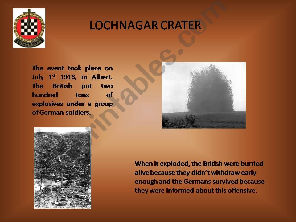 lochnagar crater world war 1 powerpoint