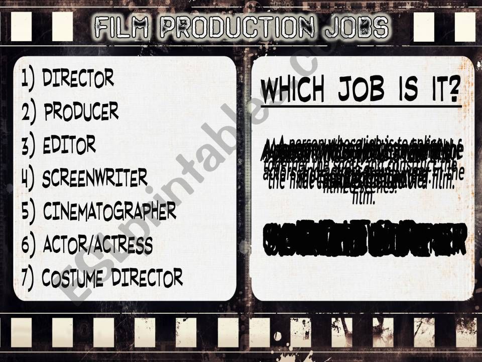 FILM PRODUCTION JOBS powerpoint