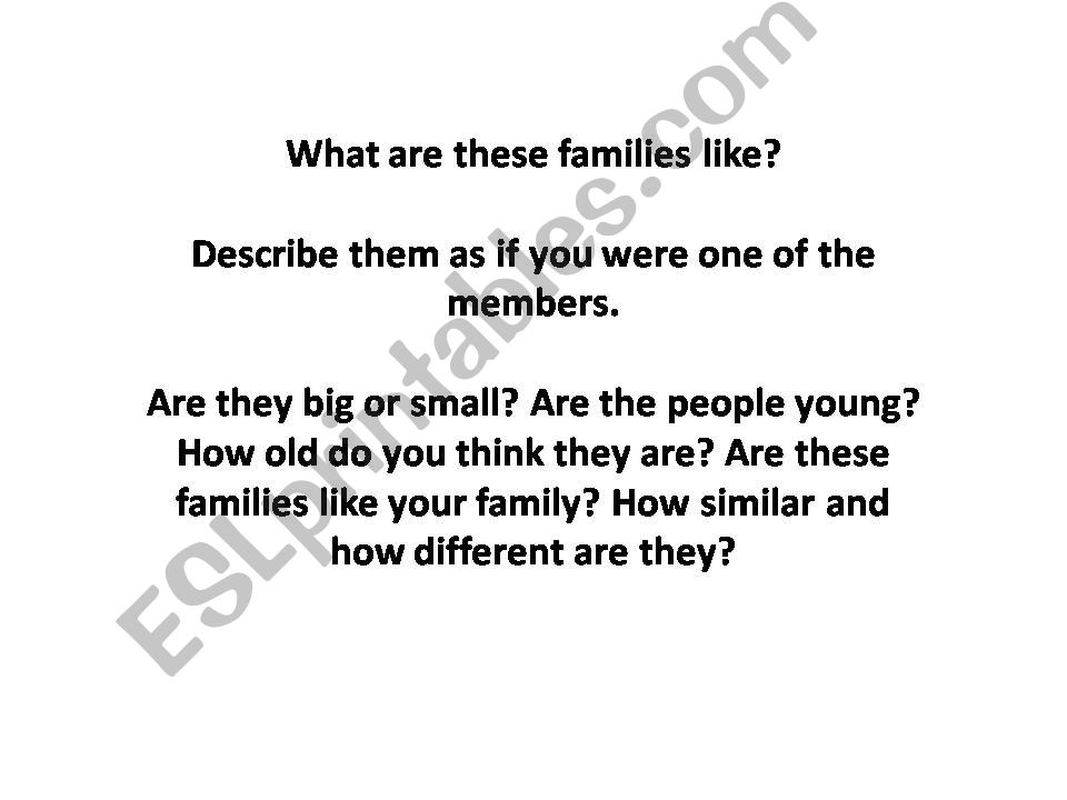 Describing different families powerpoint