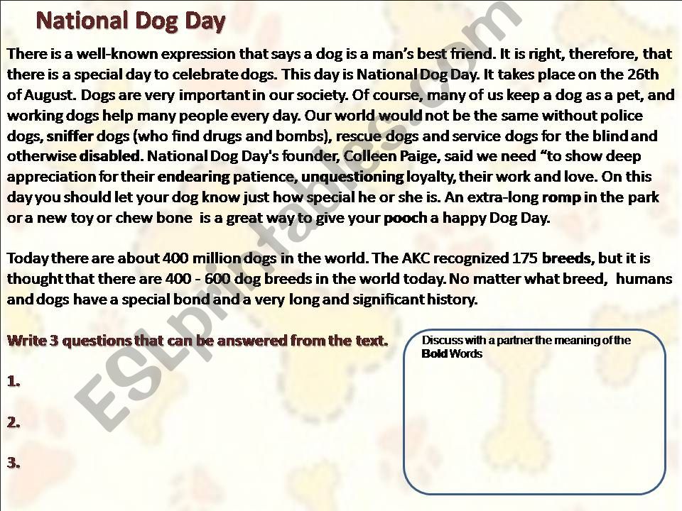 National Dog Day and dog vocabulary