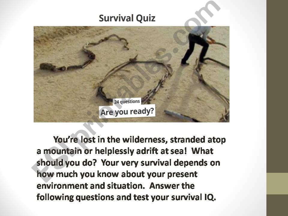 Survival GamePart 1 powerpoint